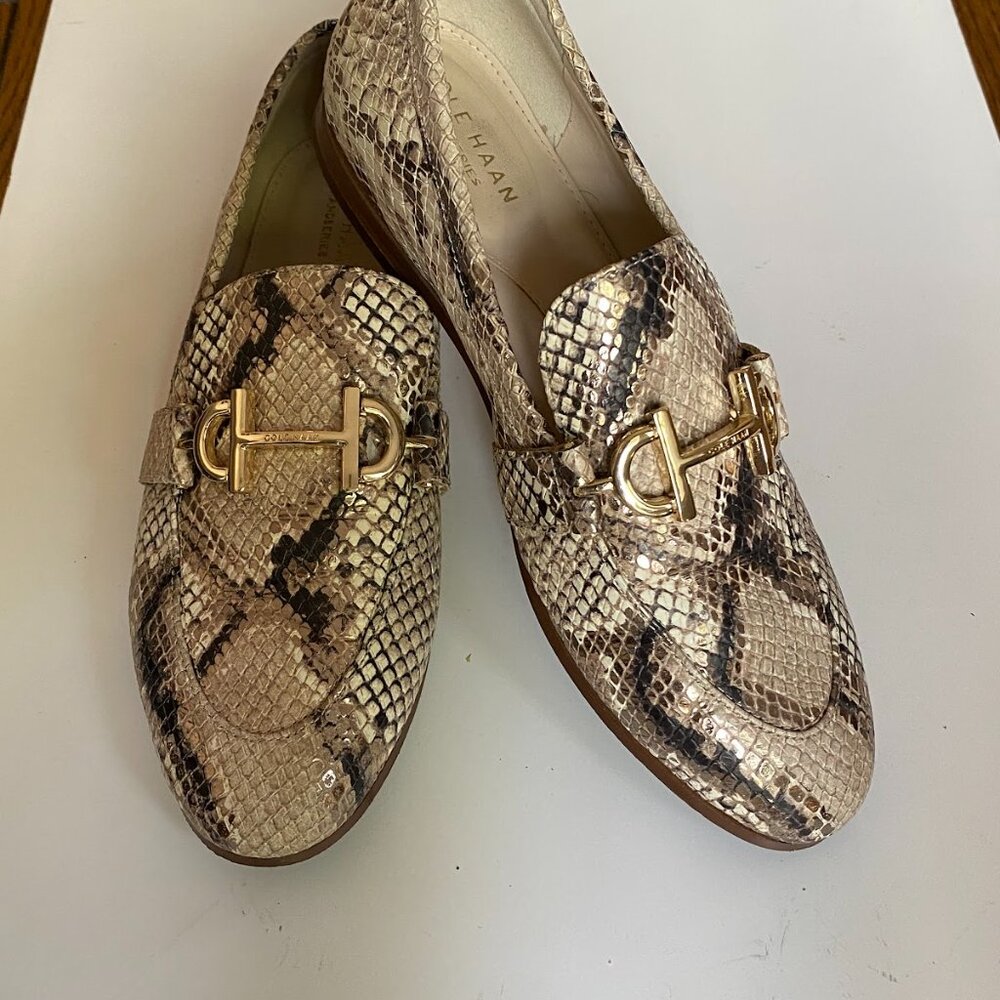 Cole Haan Black and Tan Snakeskin leather Loafers